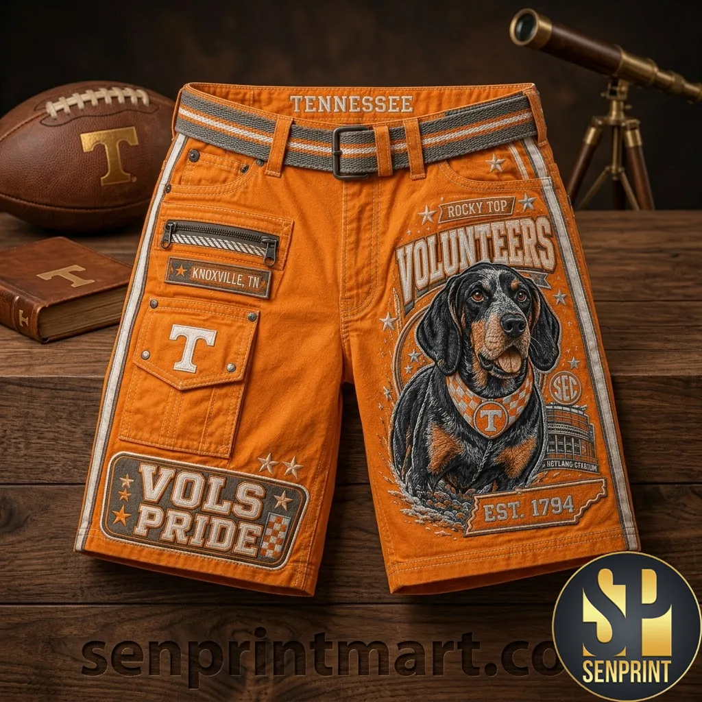 Tennessee Volunteers Rocky Top Vols Pride Vintage Orange Casual Cargo Shorts