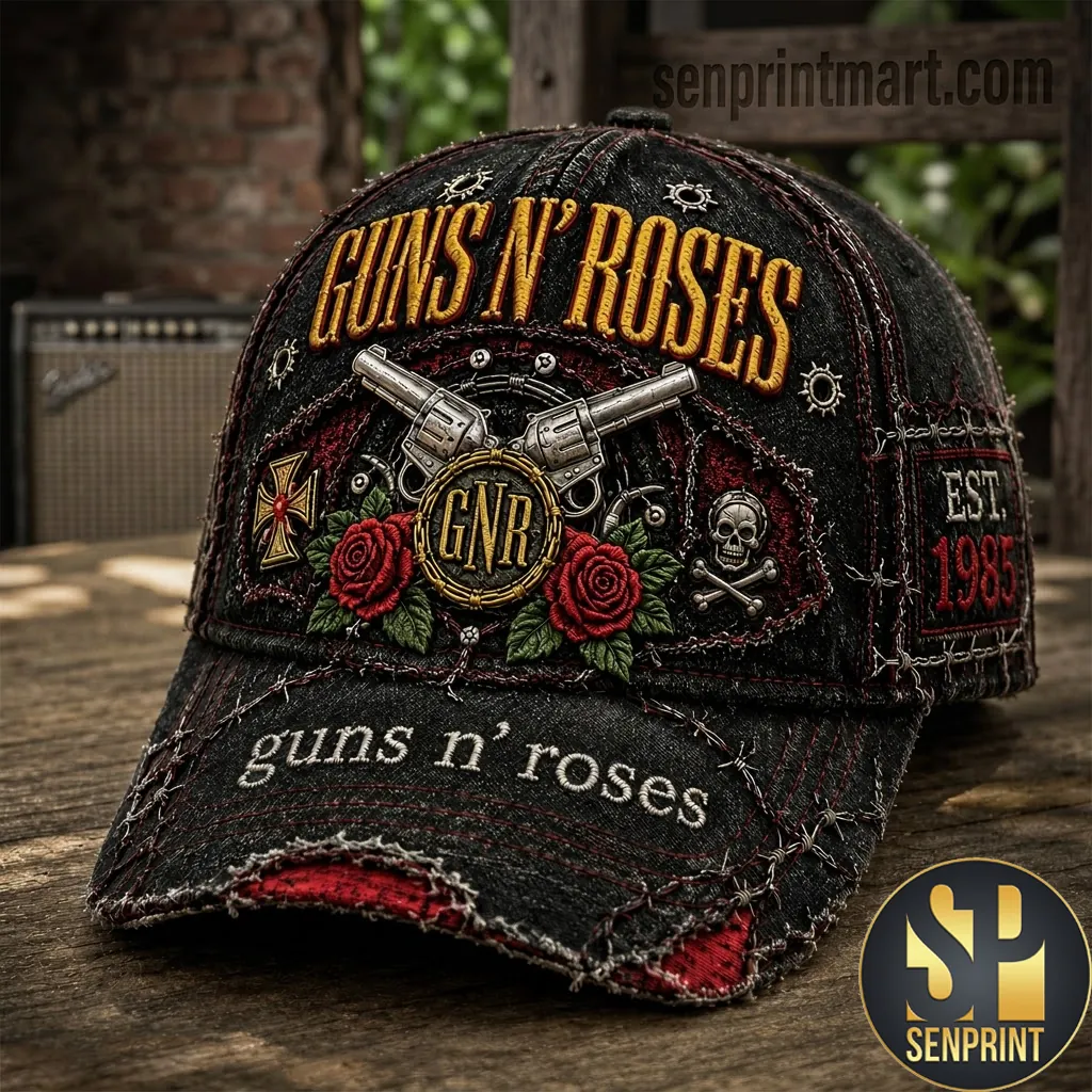 Guns N’ Roses Est 1985 Vintage Distressed Denim Rock Band Baseball Cap