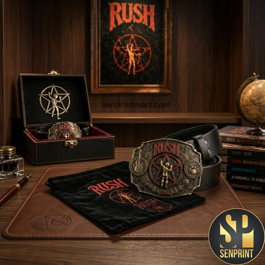 Rush Starman Vintage Rock Band Collectible 3D Metal Buckle Leather Belt