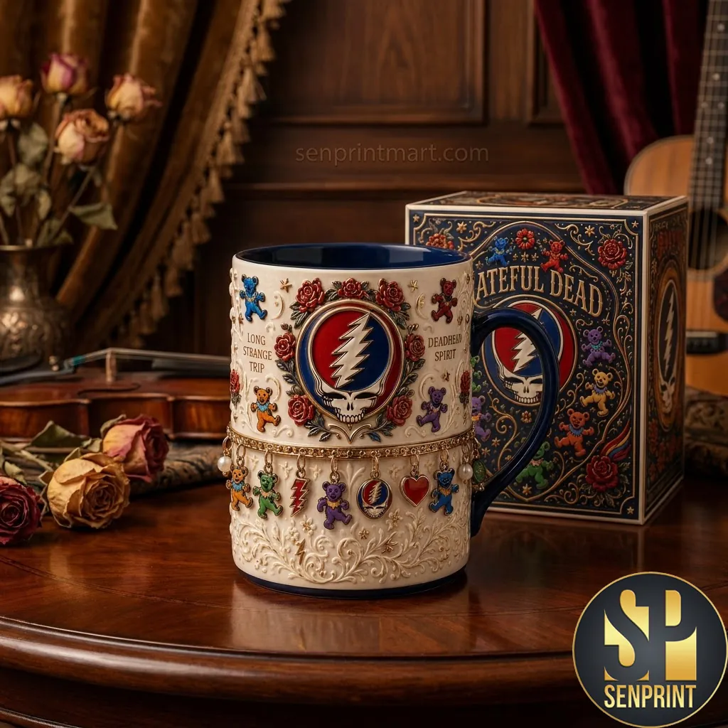 Grateful Dead Long Strange Trip Embossed Collectible Ceramic Mug