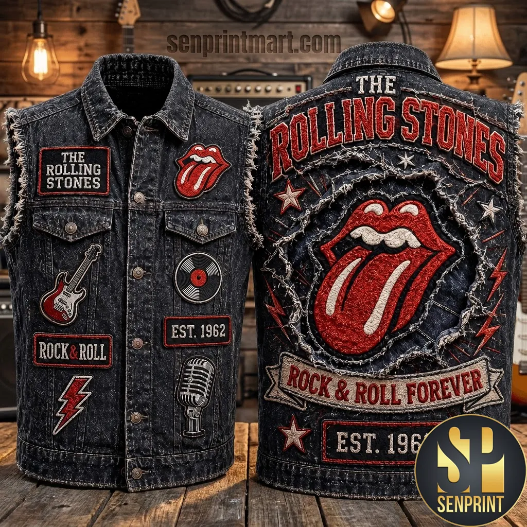The Rolling Stones Est 1962 Rock and Roll Forever Denim Vest