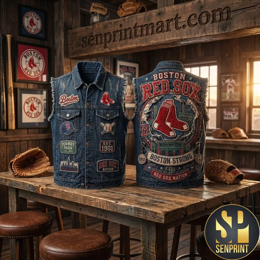 Boston Red Sox Boston Strong Vintage Embroidered Denim Vest