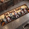Spooky Halloween Jack and Sally Inspired Personalized Family Name Gothic Runner Rug