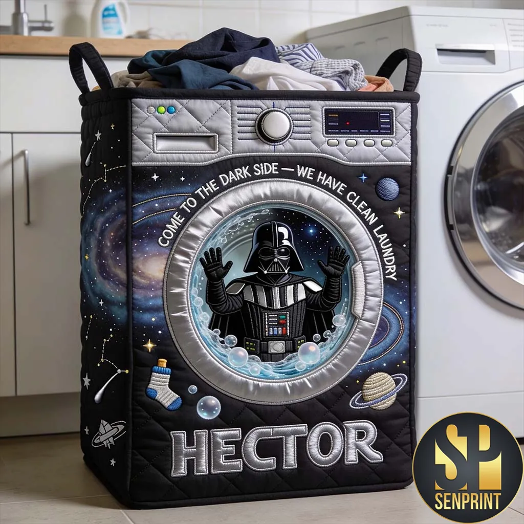 Personalized Come To The Dark Side Darth Vader Quilted Laundry Basket