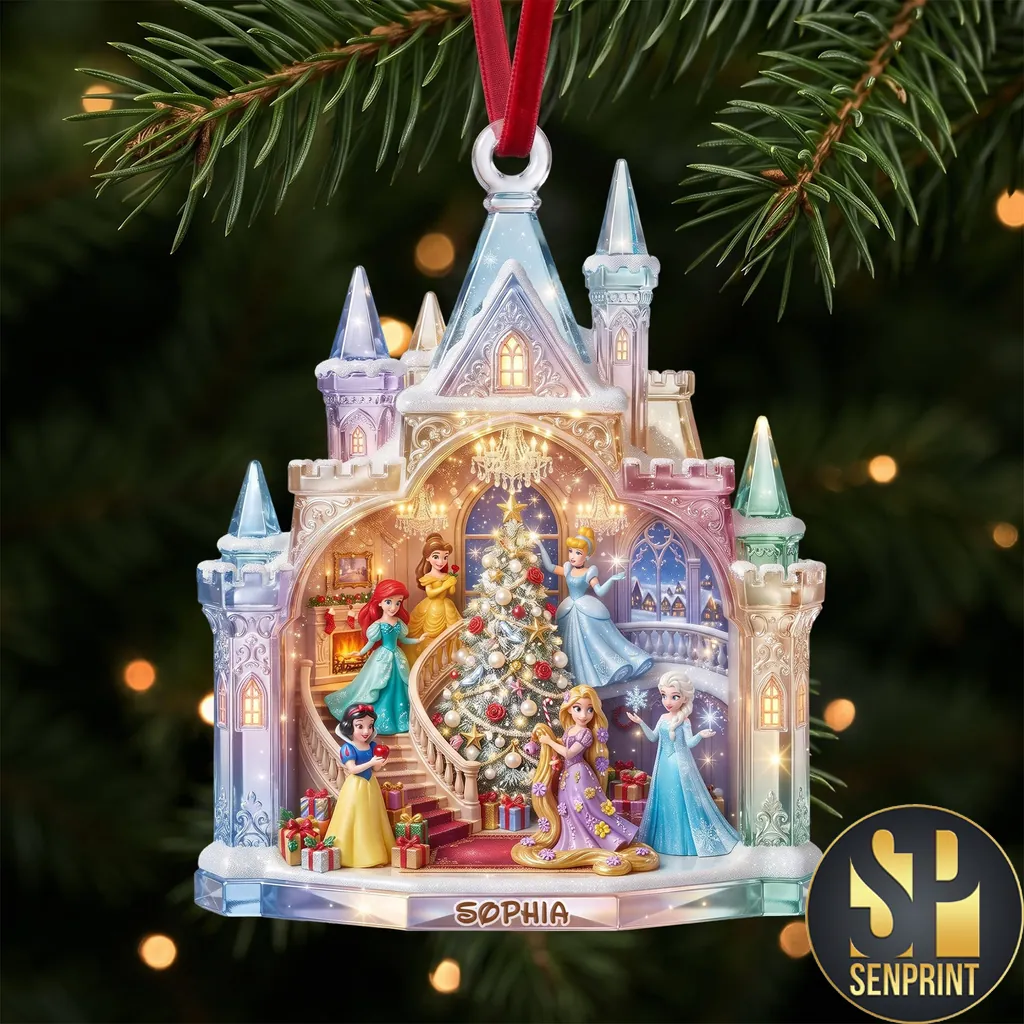 Personalized Sophia Fairytale Princess Castle Christmas Ornament
