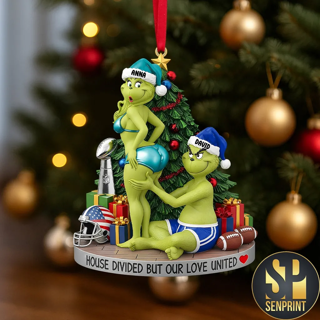 Personalized House Divided But Our Love United Funny Couple Christmas Ornament