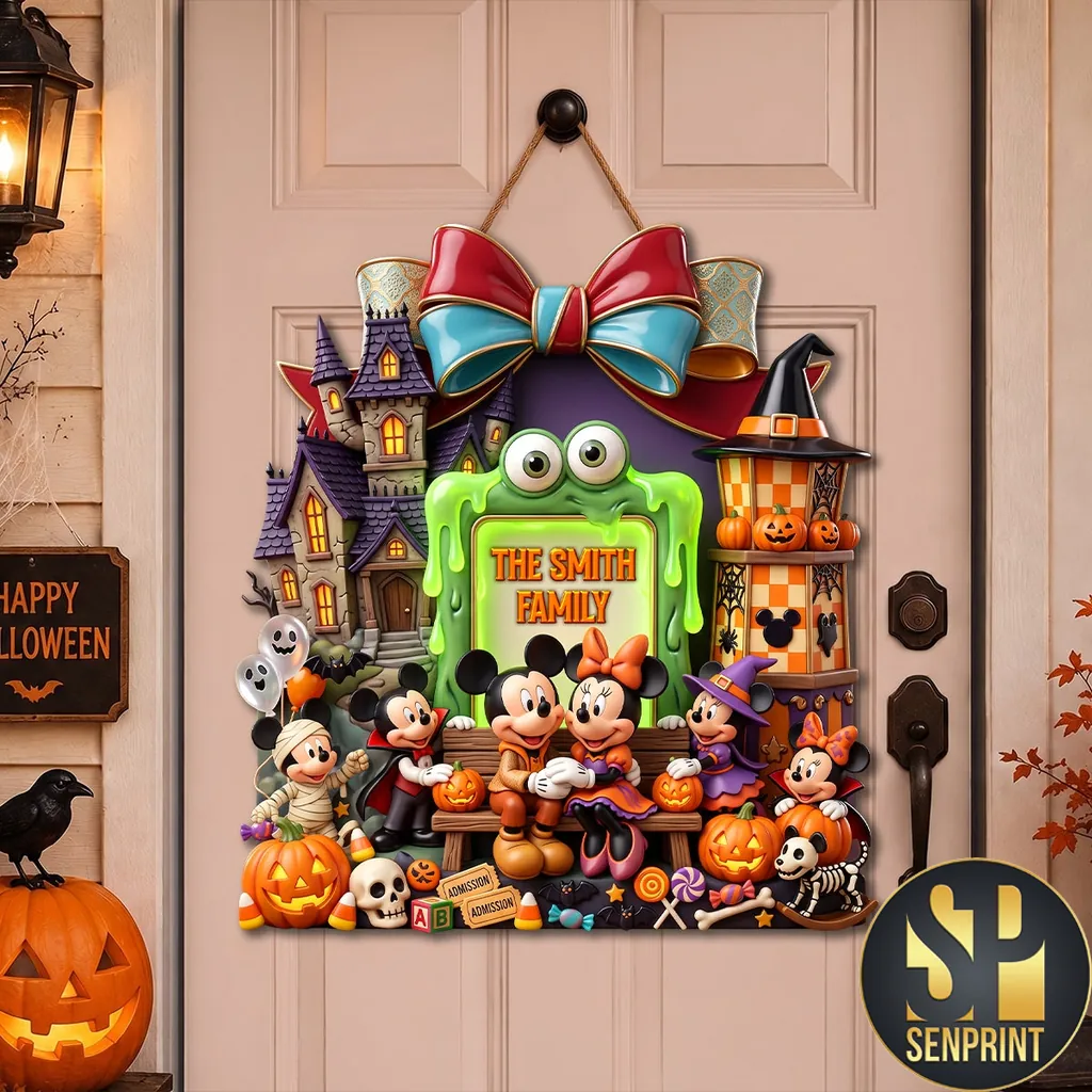 Personalized Disney Mickey Mouse Halloween Custom Family Name Acrylic Sign
