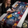 Disney Mickey and Friends Halloween Quilted Patchwork Table Runner Disney Mickey and Friends Halloween Quilted Patchwork Table Runner
