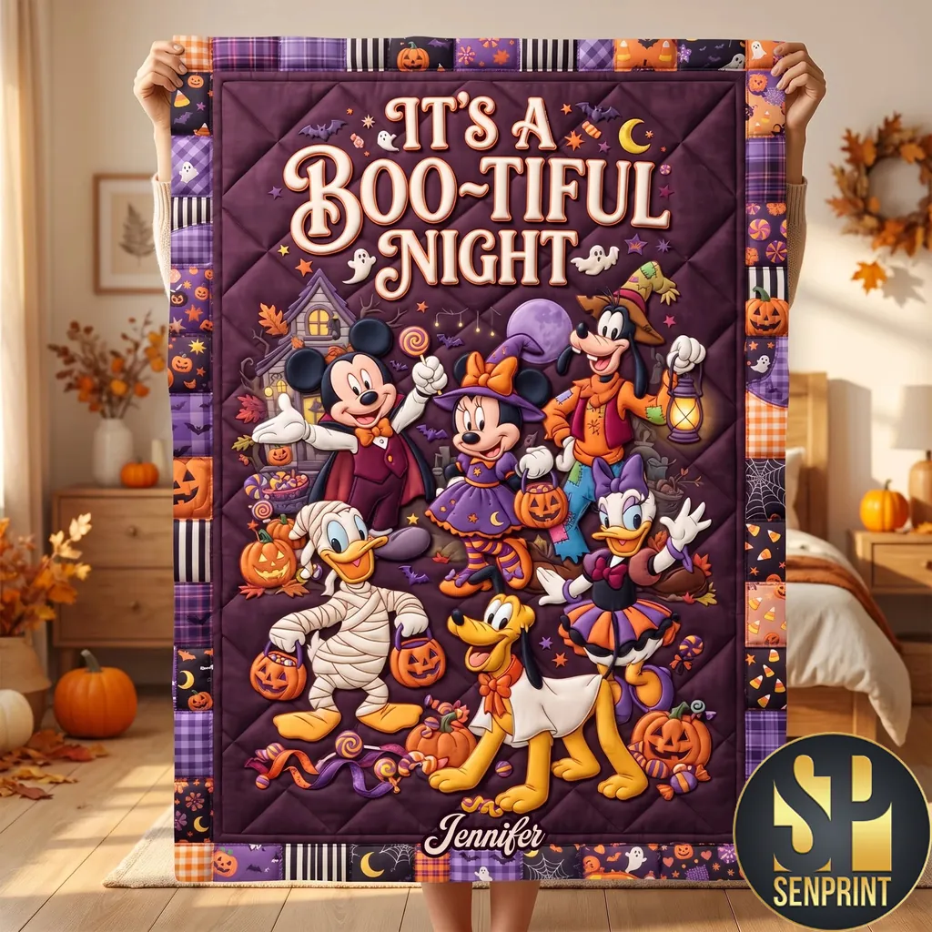 Personalized Mouse Friends It’s a Boo-tiful Night Halloween Quilt Blanket