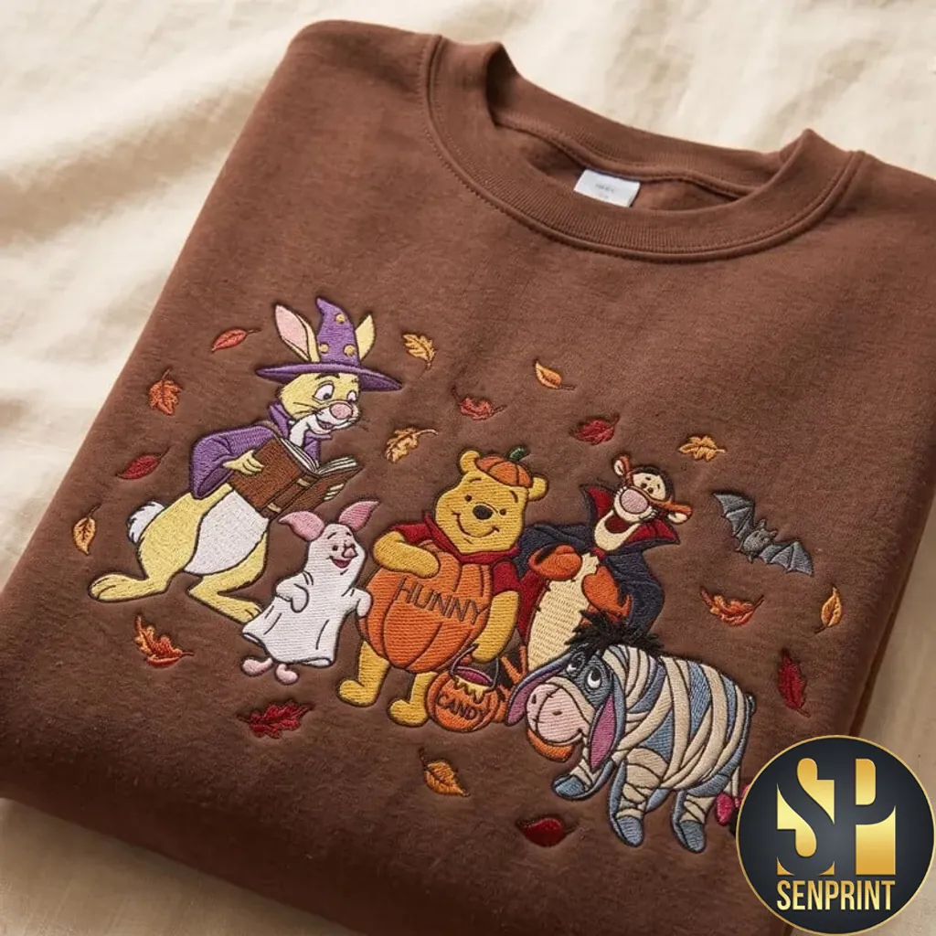 Winnie the Pooh and Friends Halloween Embroidered Crewneck Sweatshirt