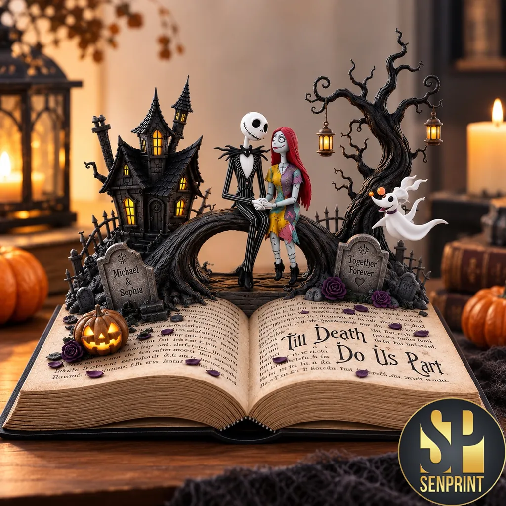 Personalized Jack and Sally Till Death Do Us Part Gothic Anniversary Custom Shaped Acrylic Plaque