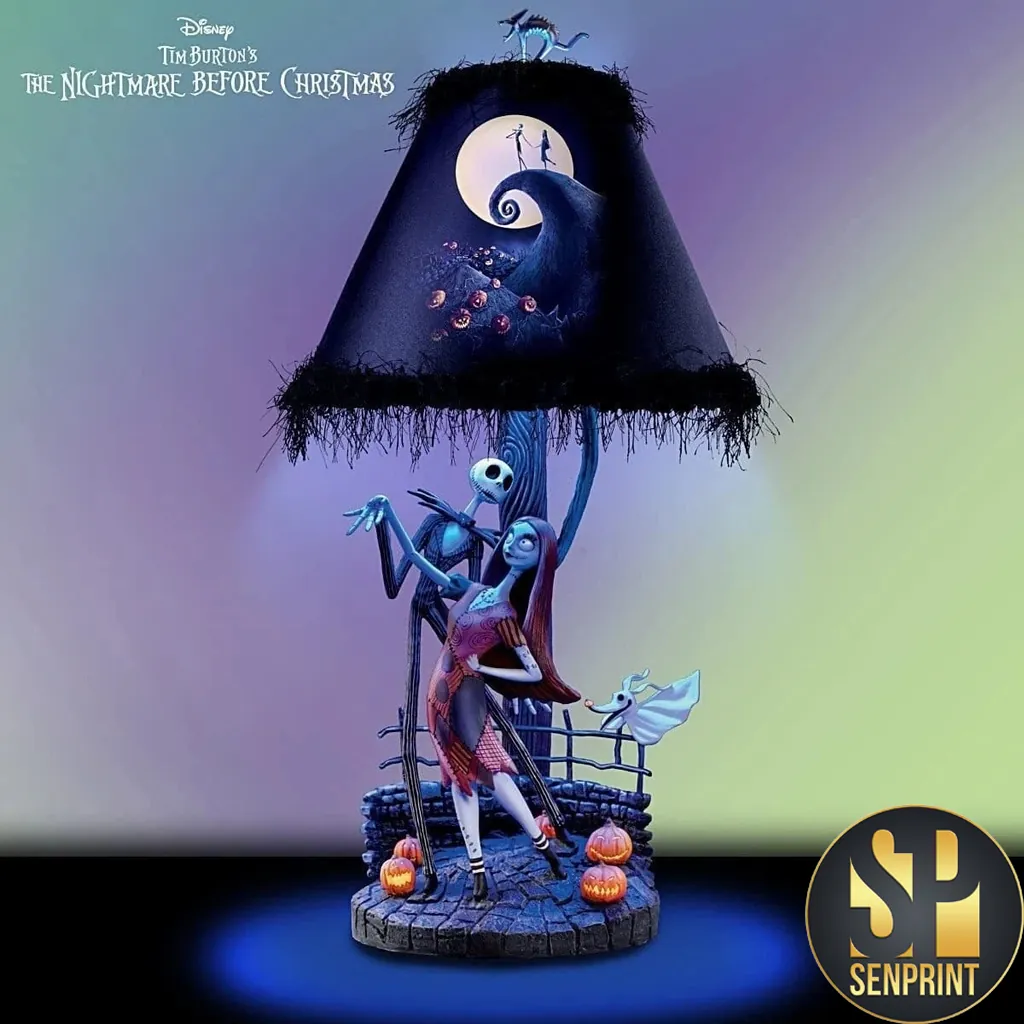 Bradford Exchange Disney Tim Burton’s The Nightmare Before Christmas Jack and Sally Moonlight Table Lamp