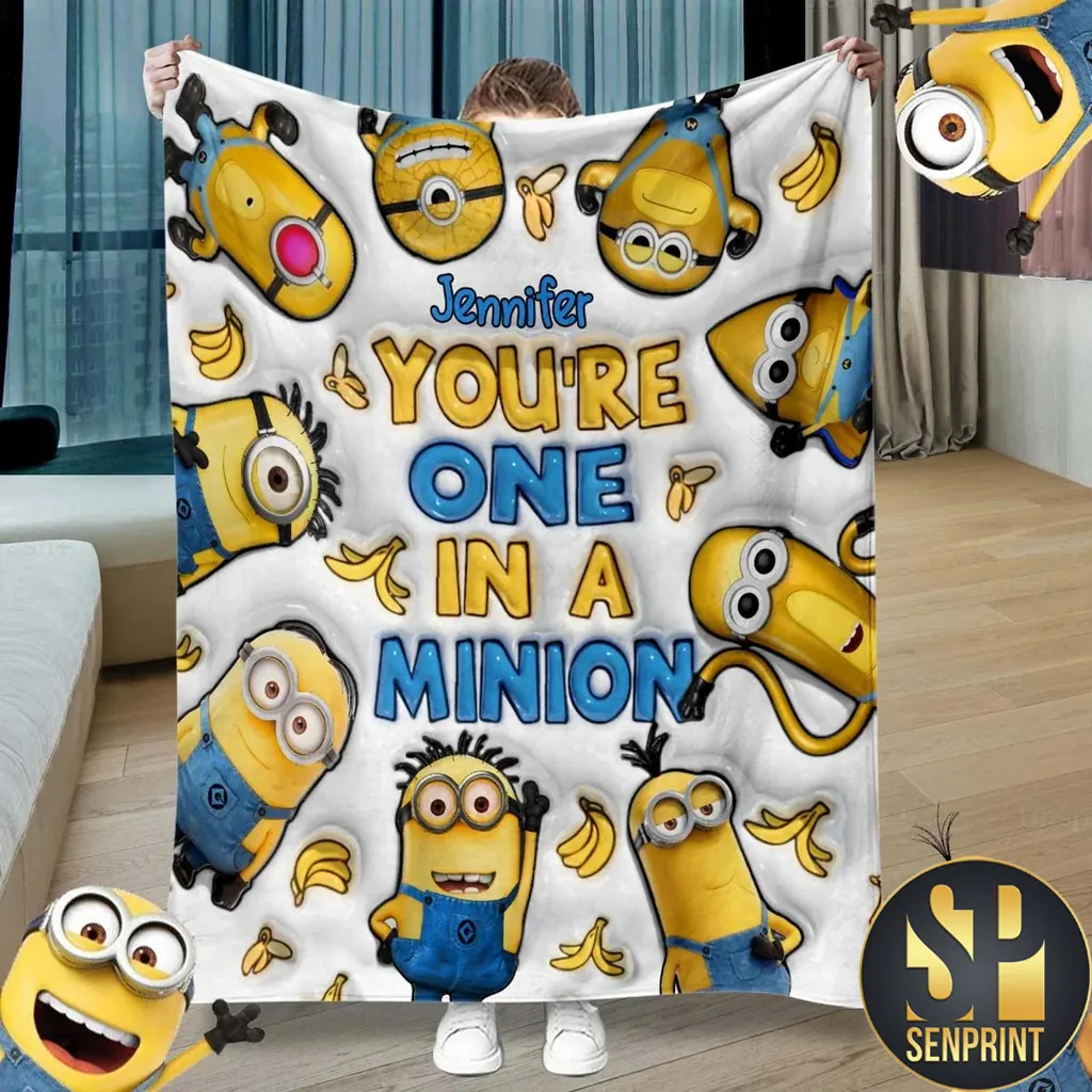 Personalized One in a Minion Custom Name Fleece Throw Blanket