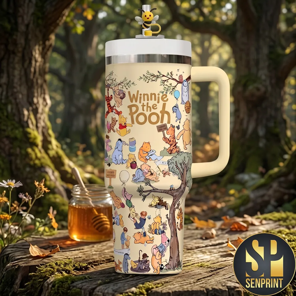 Classic Winnie the Pooh Vintage Storybook Insulated Tumbler with Handle