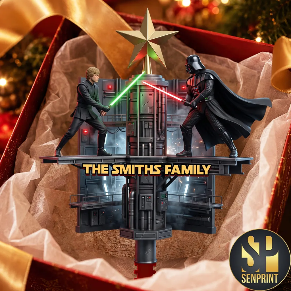 Star Wars Luke Skywalker vs Darth Vader Lightsaber Duel Personalized Tree Topper
