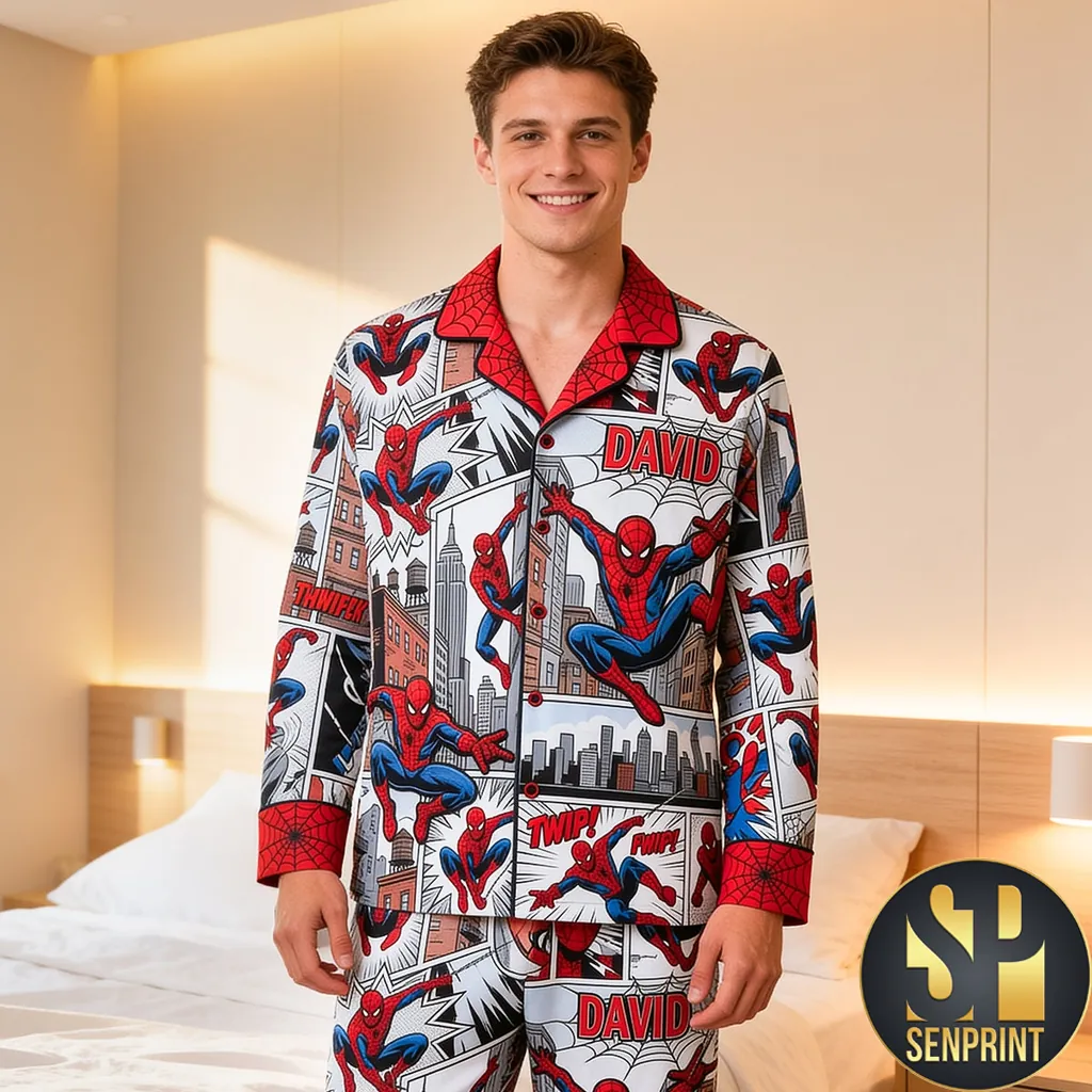 Personalized Spider-Man Comic Book Custom Name Pajama Set
