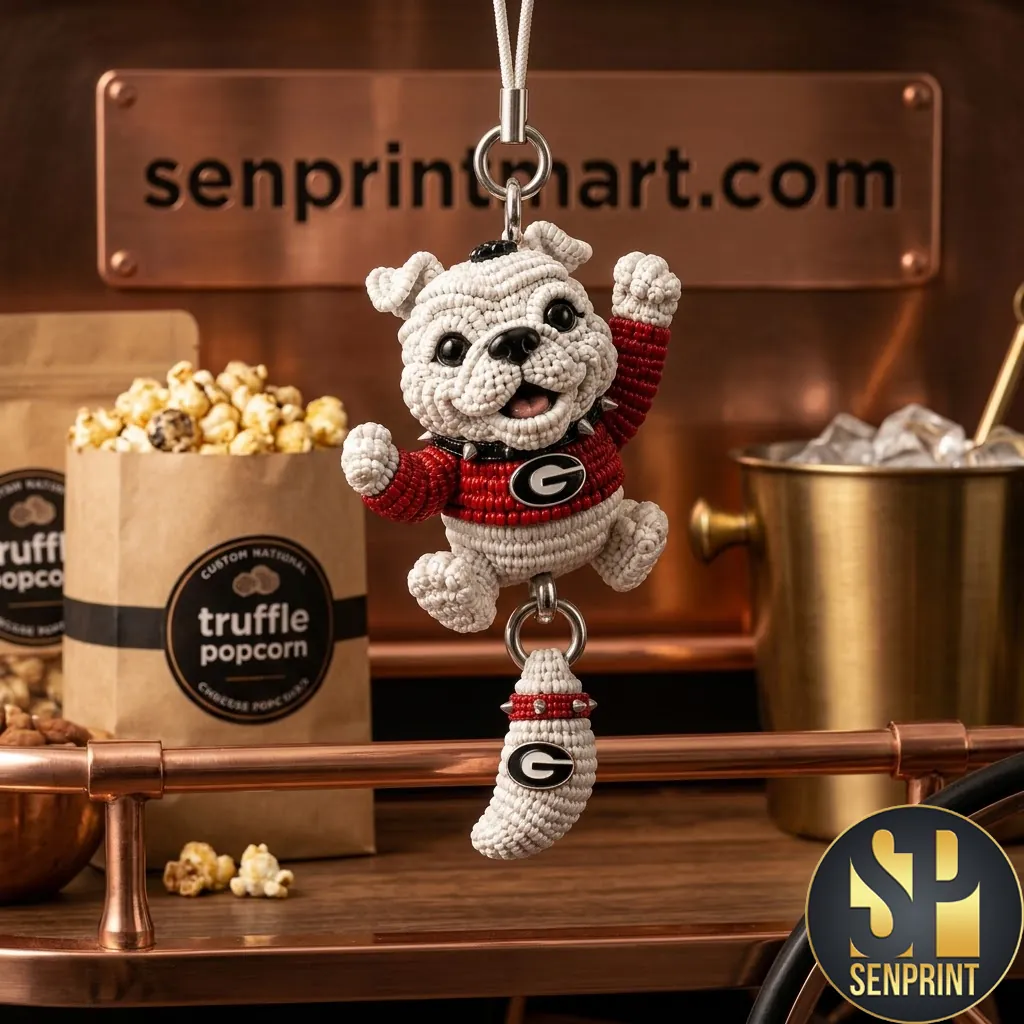 Georgia Bulldogs UGA Mascot Handmade Woven Car Hanging Ornament