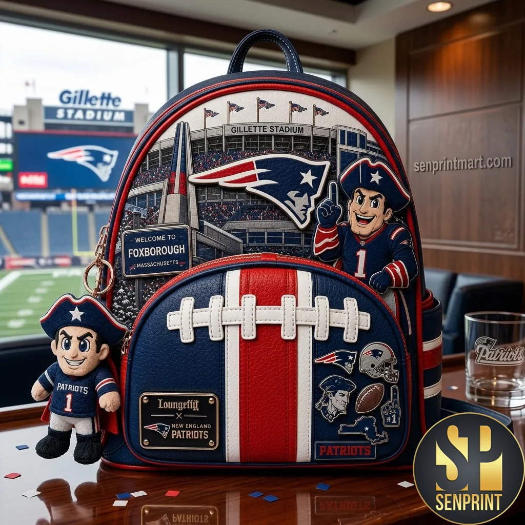 New England Patriots Gillette Stadium Loungefly Style 3D Mascot Mini Backpack