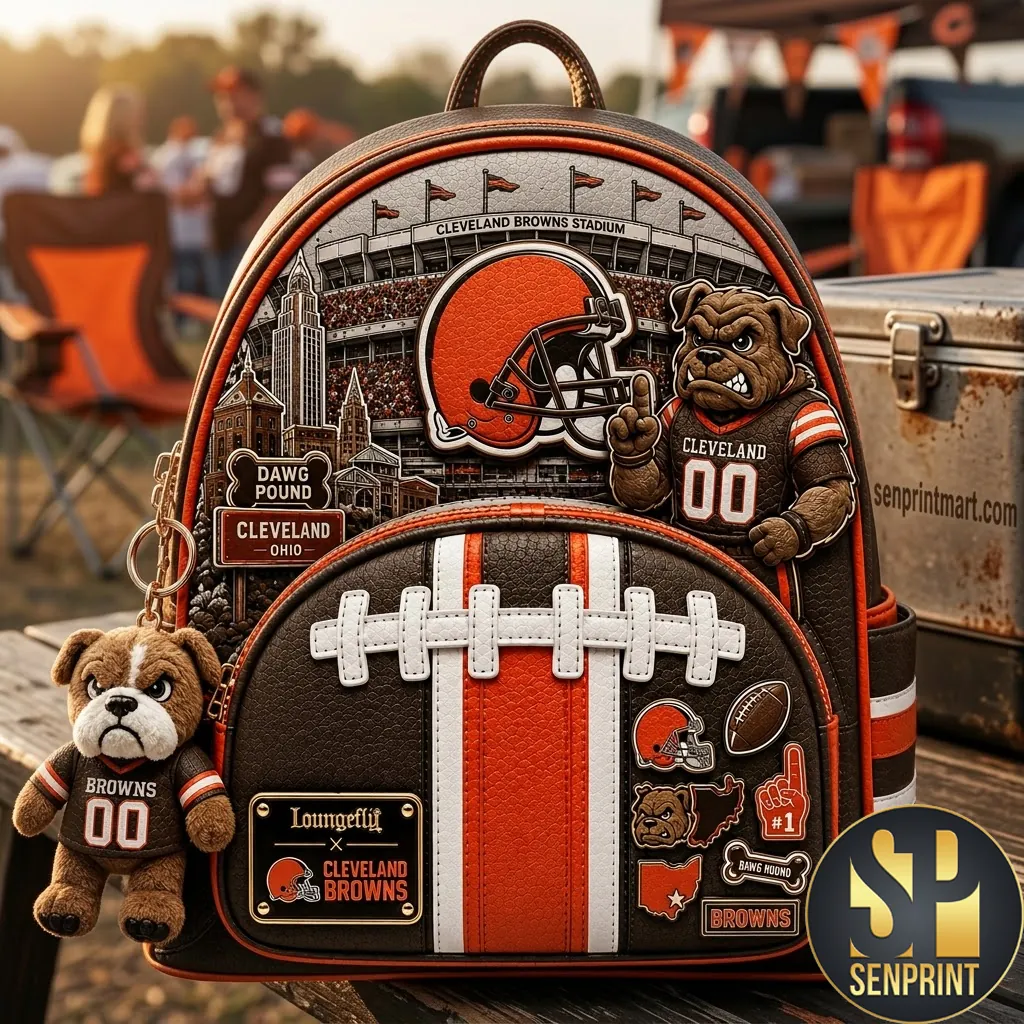 Loungefly Cleveland Browns Dawg Pound Mascot Faux Leather Mini Backpack