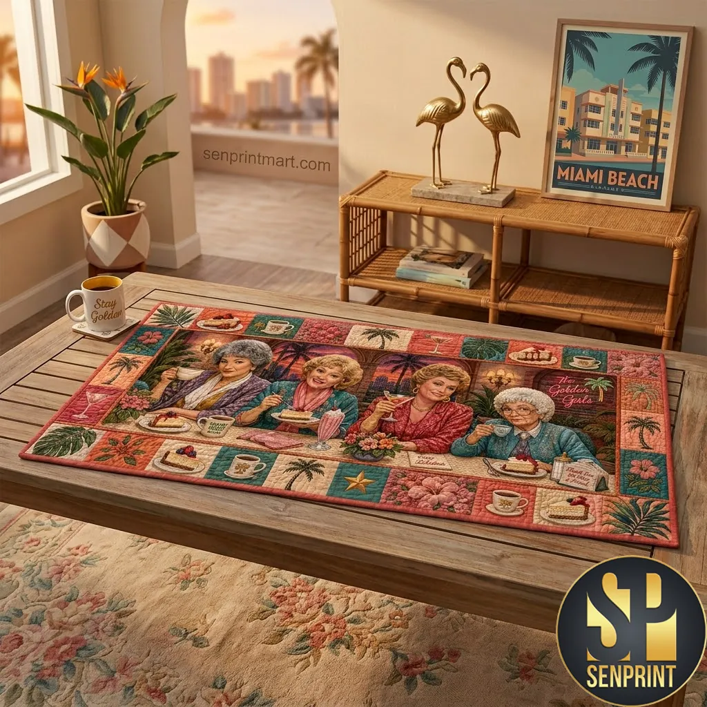 The Golden Girls Retro Quilted Patchwork Table Runner