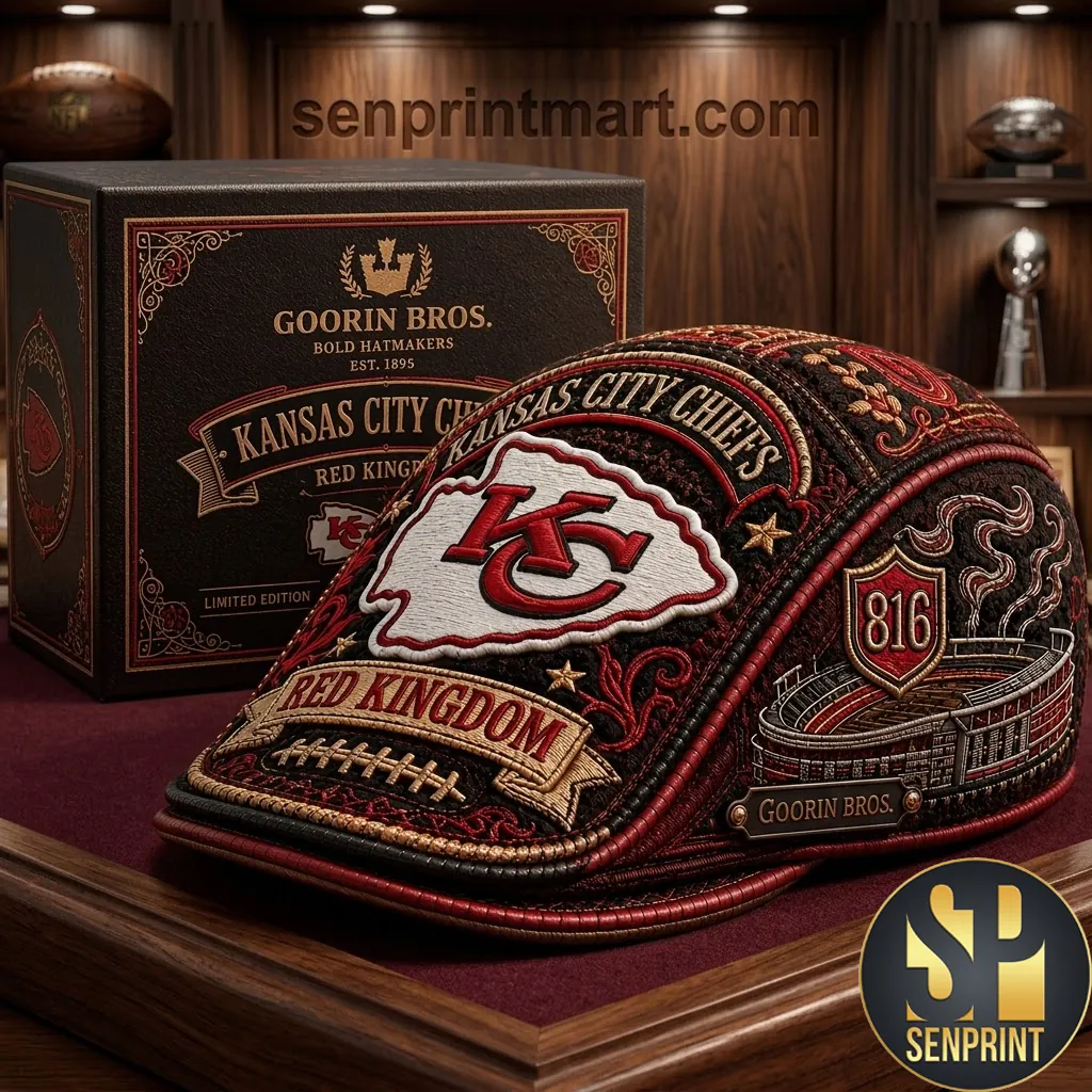 Kansas City Chiefs Red Kingdom Premium Embroidered Flat Cap