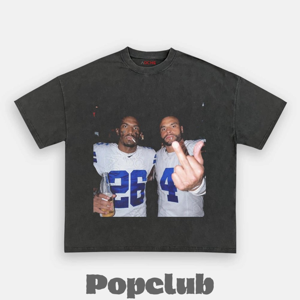 Dallas Cowboys Dak Prescott and DaRon Bland Funny Drinking and Middle Finger Graphic T-Shirt Dallas Cowboys Dak Prescott and DaRon Bland Funny Drinking and Middle Finger Graphic T-Shirt