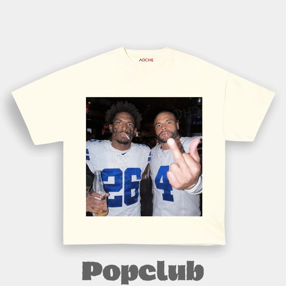 Dallas Cowboys Dak Prescott and DaRon Bland Funny Drinking and Middle Finger Graphic T-Shirt Dallas Cowboys Dak Prescott and DaRon Bland Funny Drinking and Middle Finger Graphic T-Shirt