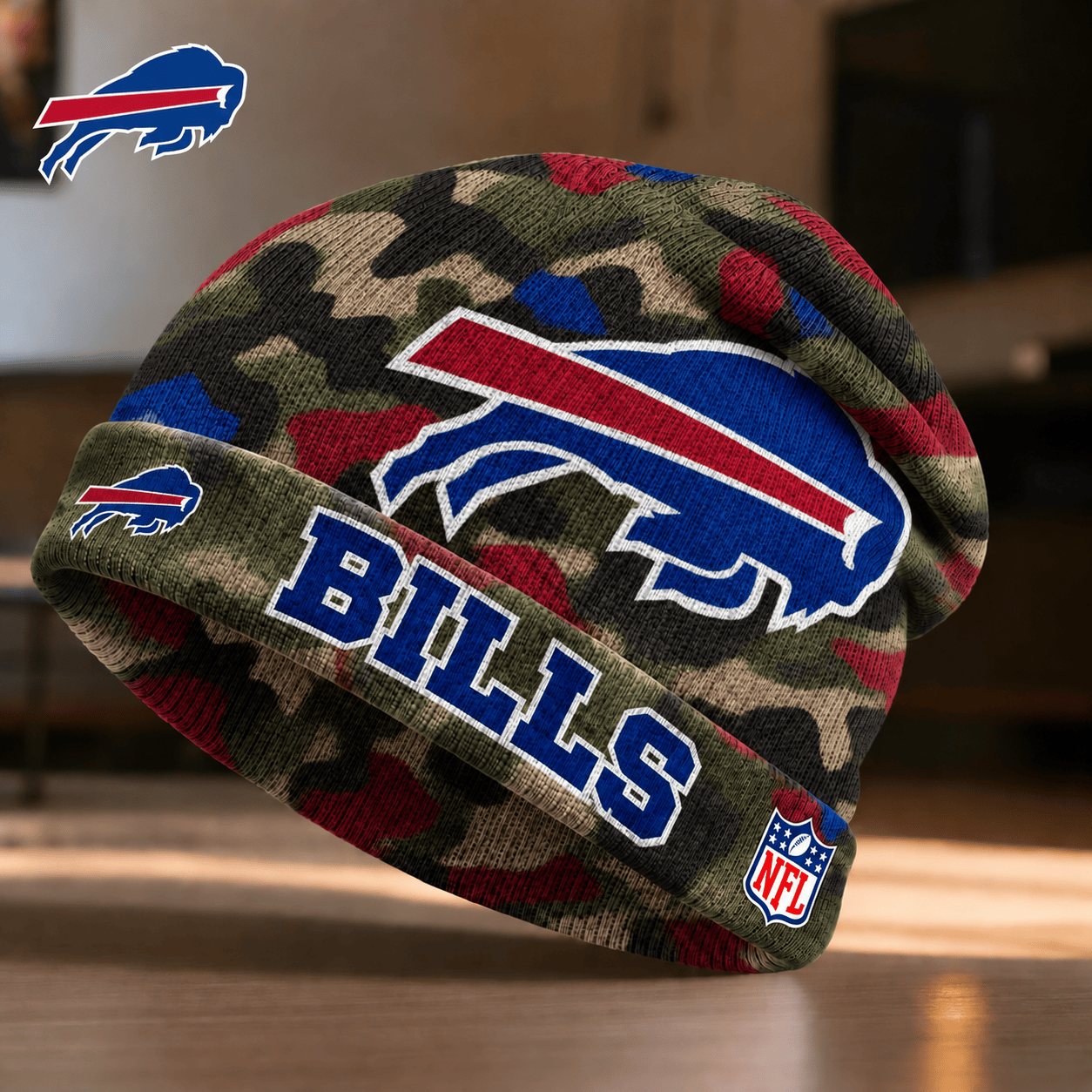 Buffalo Bills NFL Field and Fury Camouflage Premium Cuffed Winter Knit Beanie Hat