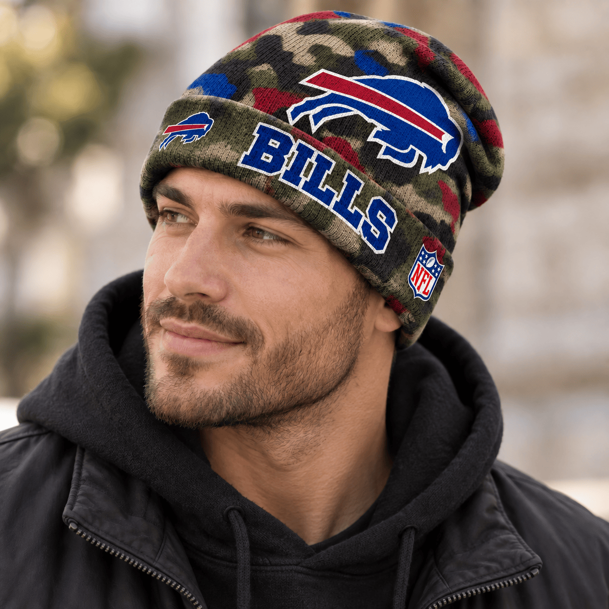 Buffalo Bills NFL Field and Fury Camouflage Premium Cuffed Winter Knit Beanie Hat Buffalo Bills NFL Field and Fury Camouflage Premium Cuffed Winter Knit Beanie Hat