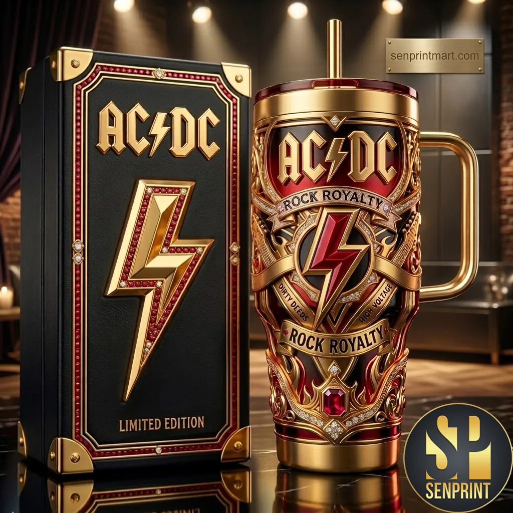 AC/DC Rock Royalty Limited Edition Gold Metal Tumbler