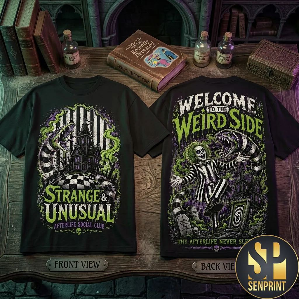 Beetlejuice Welcome To The Weird Side Double Sided Graphic T-Shirt