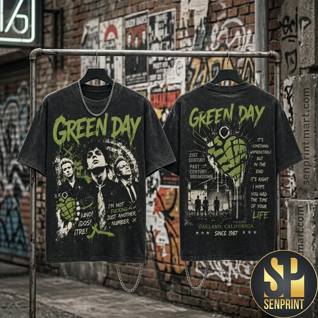 Green Day 21st Century Breakdown Vintage Style Graphic T-Shirt