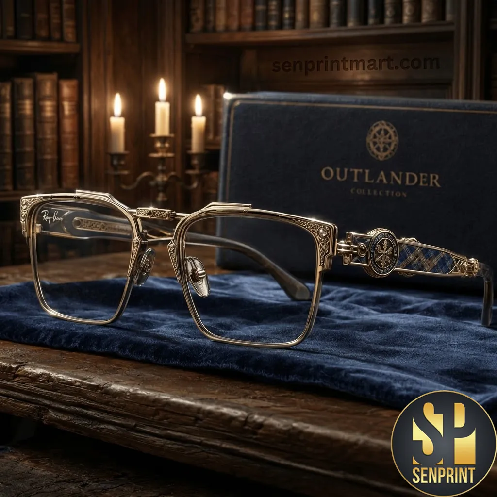 Outlander Collection Vintage Gold Engraved Tartan Sunglasses