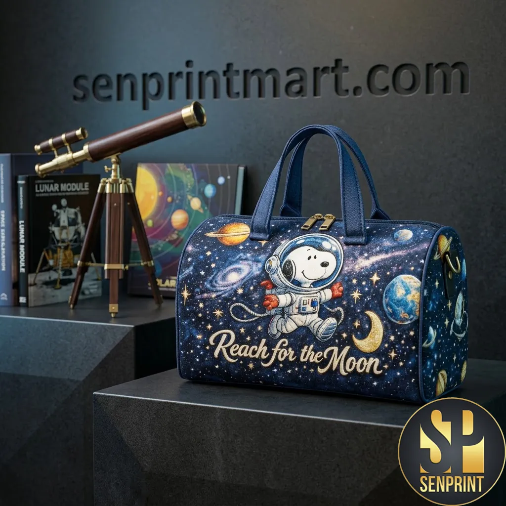 Snoopy Astronaut Reach For The Moon Space Travel Duffle Bag