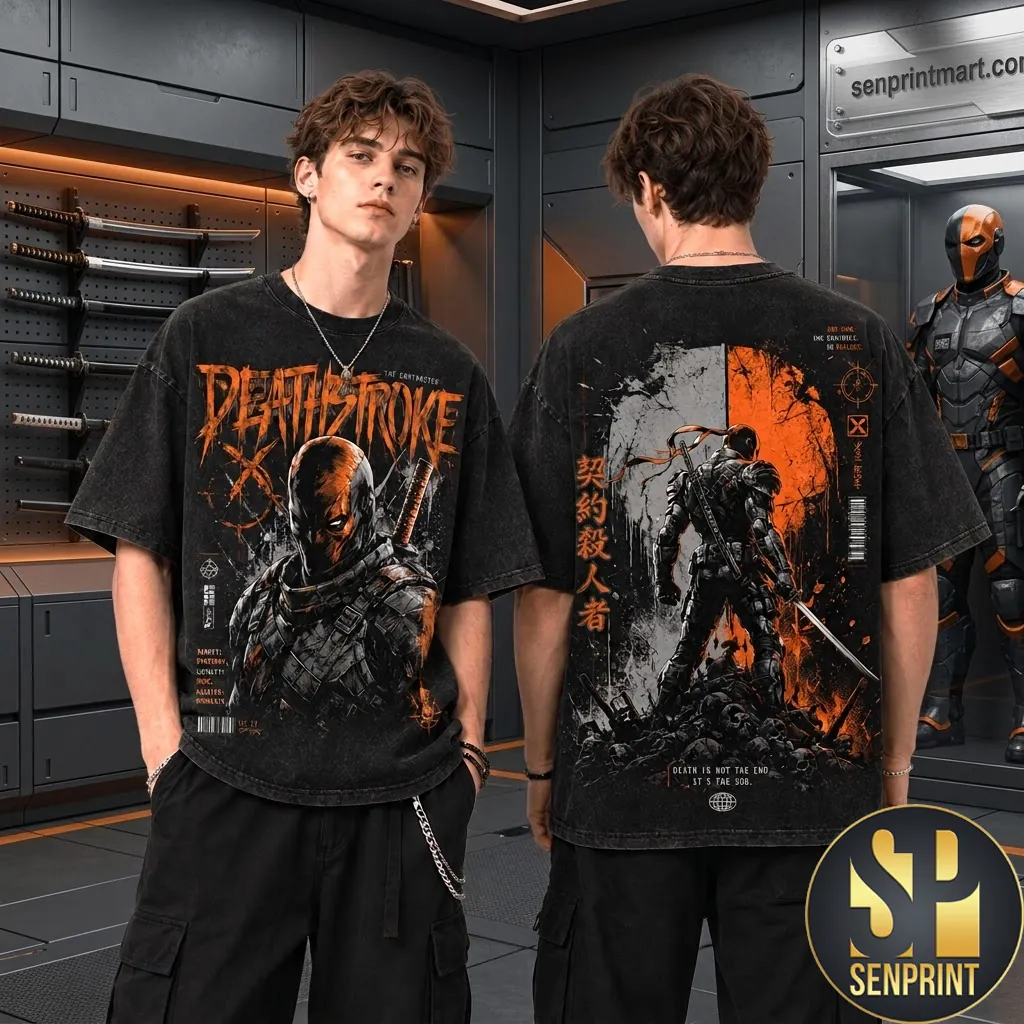 Deathstroke Death Is Not The End Vintage Acid Wash T-Shirt