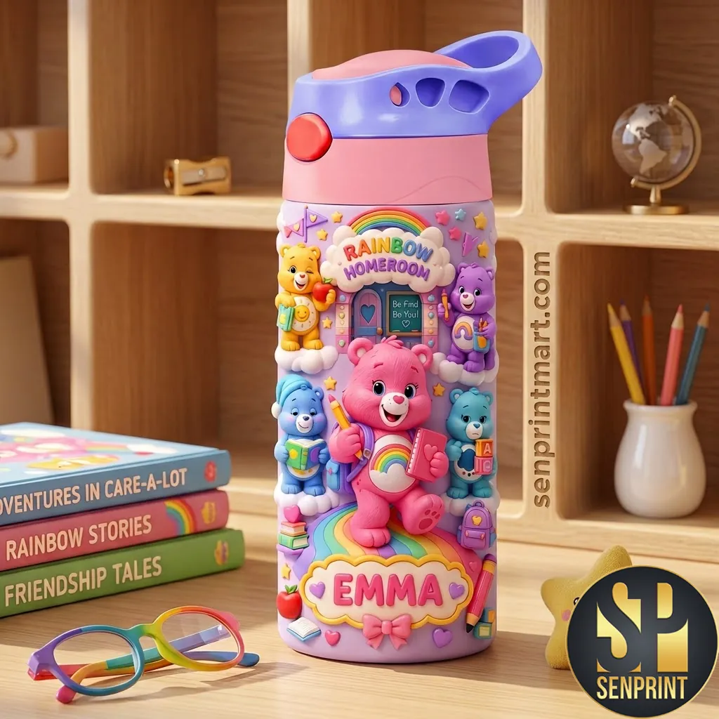 Personalized Rainbow Homeroom Cute Cartoon Bears 3D Kids Tumbler