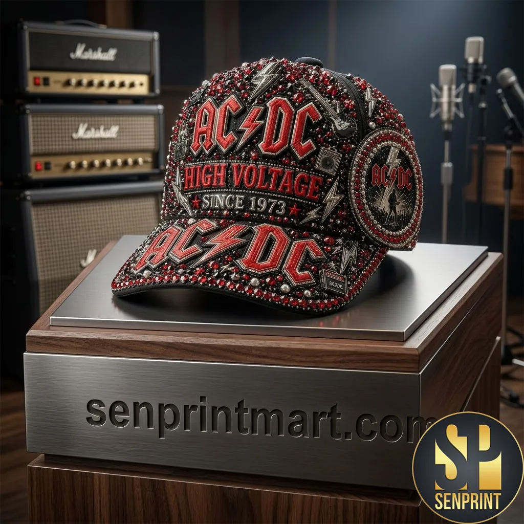 AC/DC High Voltage Since 1973 Premium Rhinestone Studded Baseball Cap