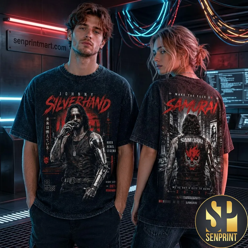 Johnny Silverhand Cyberpunk 2077 Samurai Graphic T-Shirt
