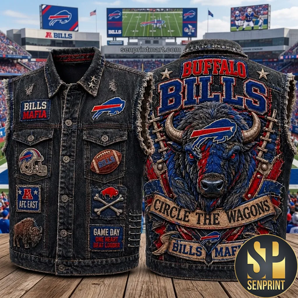 Buffalo Bills Circle The Wagons Premium Denim Vest