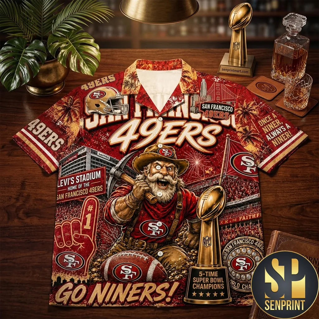 San Francisco 49ers Premium 5-Time Super Bowl Champions Hawaiian Shirt