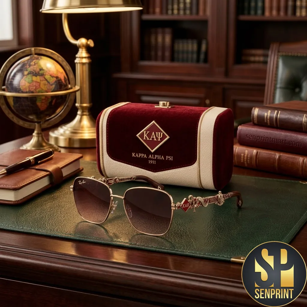 Kappa Alpha Psi 1911 Crimson and Cream Luxury Gold Frame Sunglasses