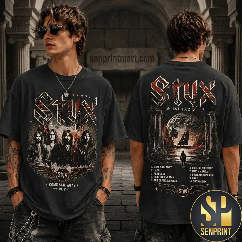 Styx Come Sail Away Est 1972 Vintage Rock Graphic T-Shirt