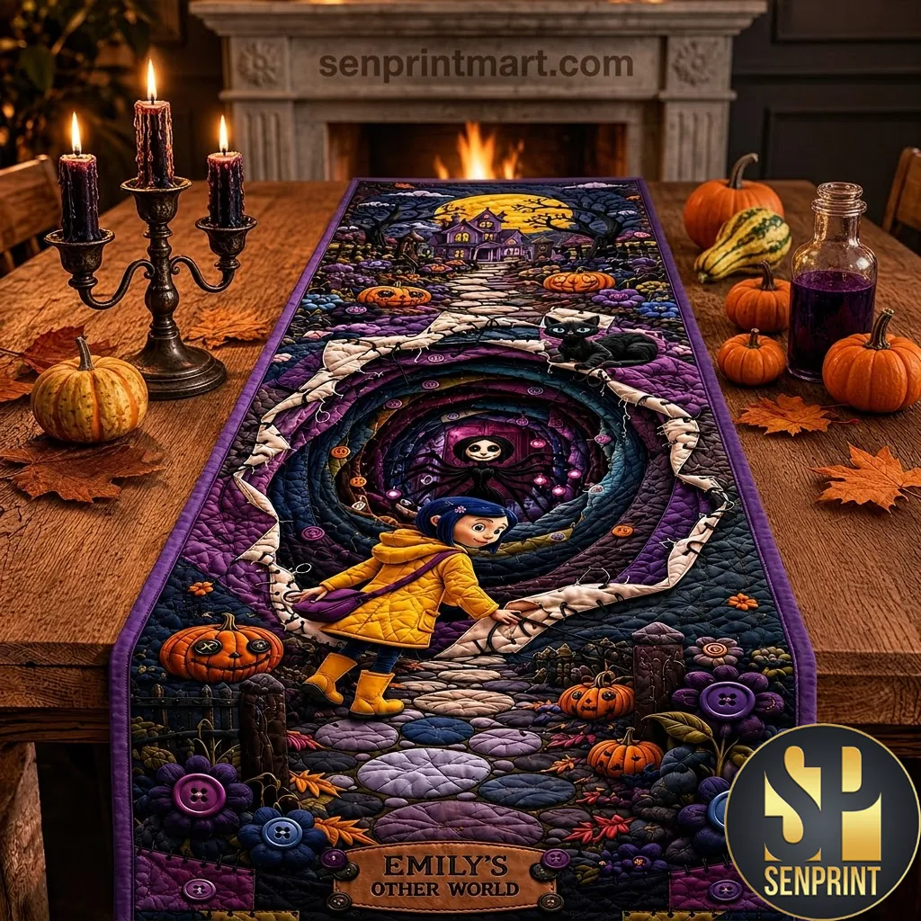 Personalized Emily’s Other World Spooky Halloween Quilted Table Runner