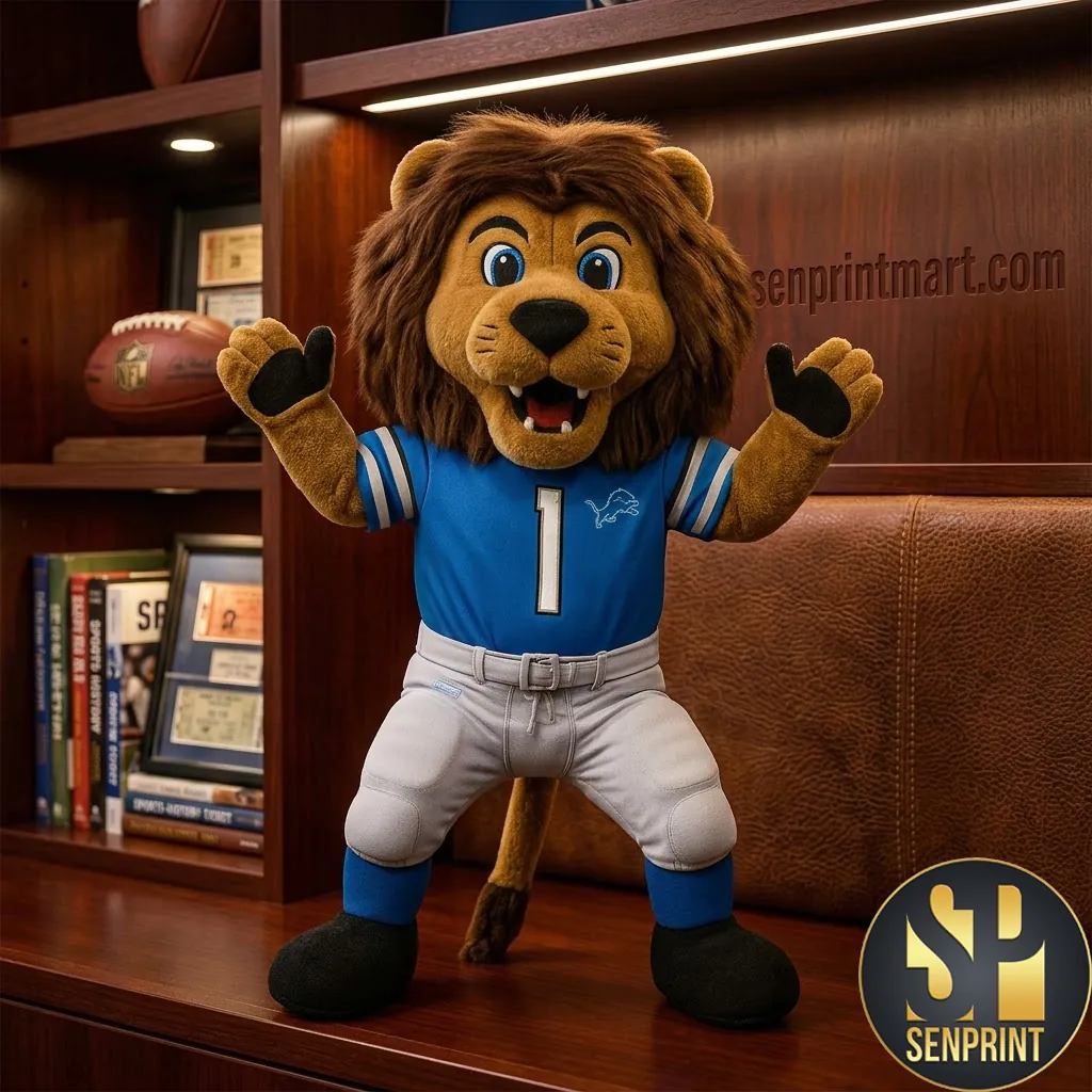 Detroit Lions Mascot Roary Number 1 Blue Jersey Premium Soft Plush Toy