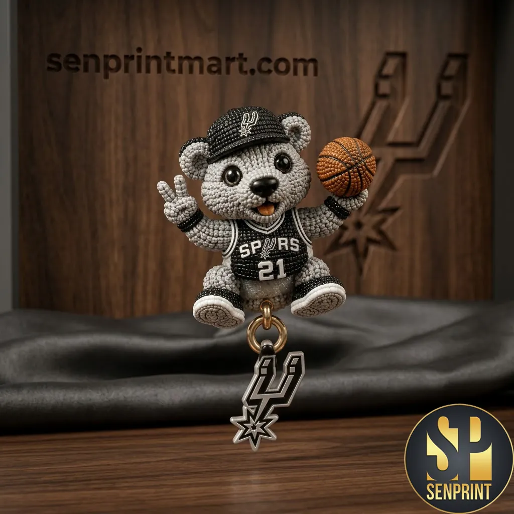 San Antonio Spurs 21 Basketball Bear Premium Dangle Earrings
