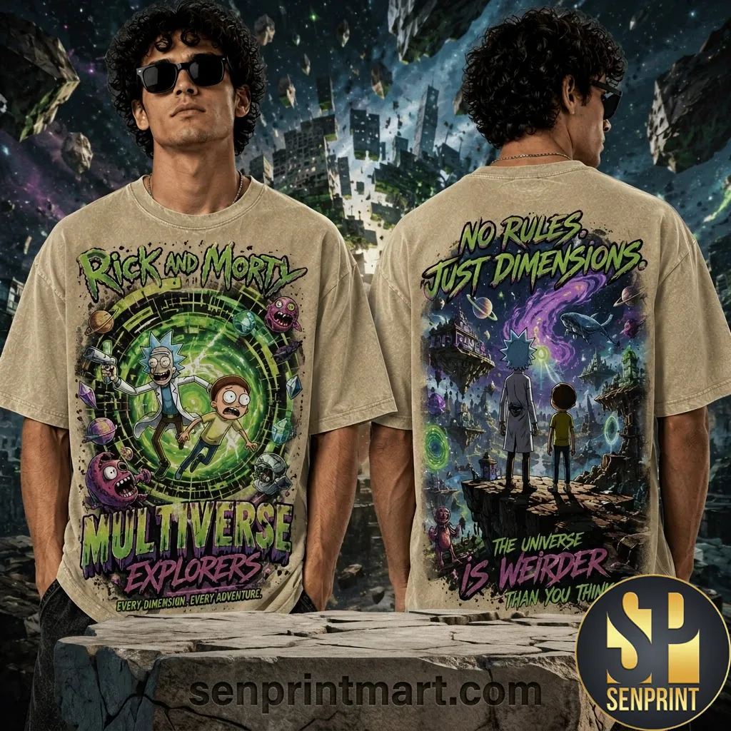 Rick And Morty Multiverse Explorers Graphic Vintage Wash T-Shirt