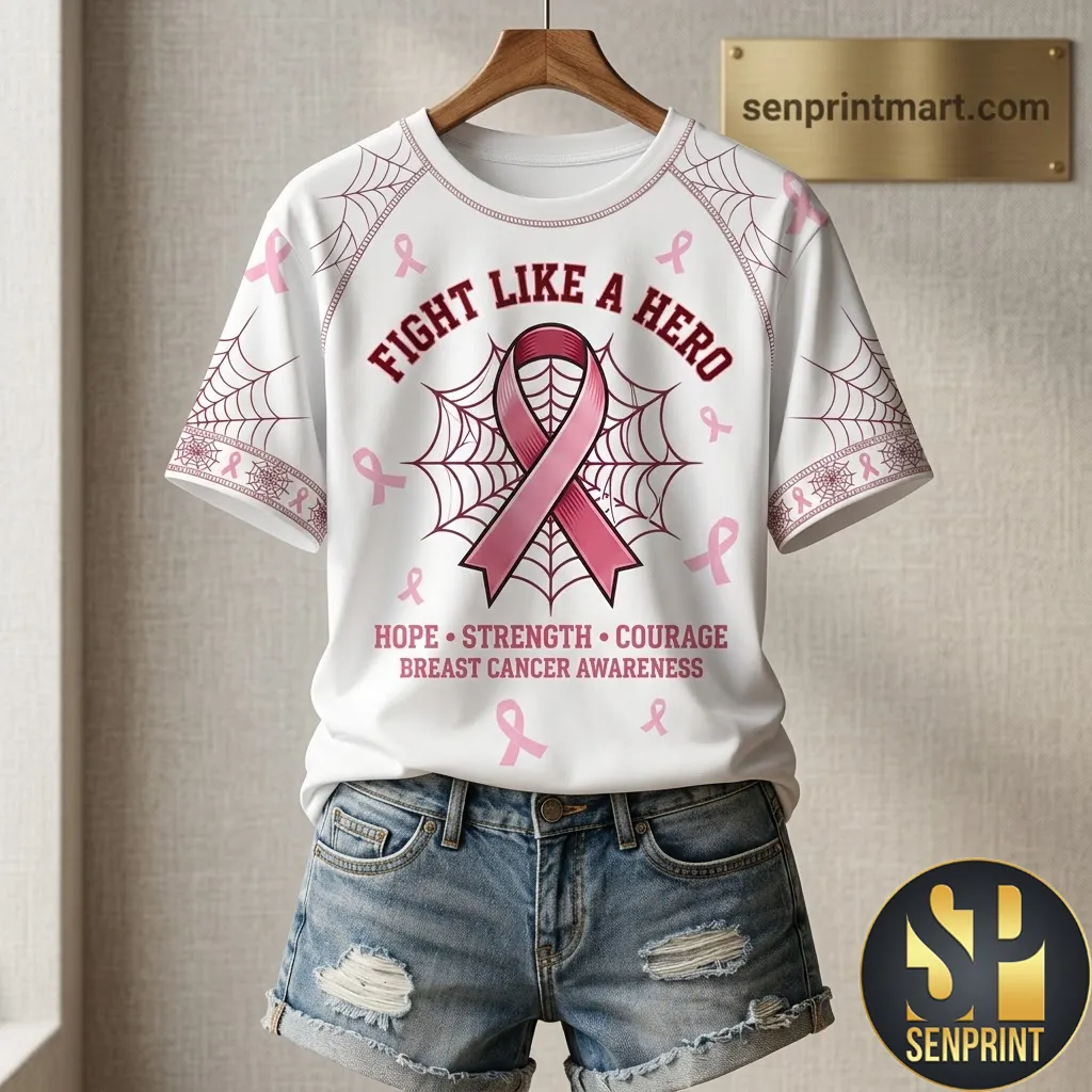 Fight Like A Hero Breast Cancer Awareness Premium T-Shirt