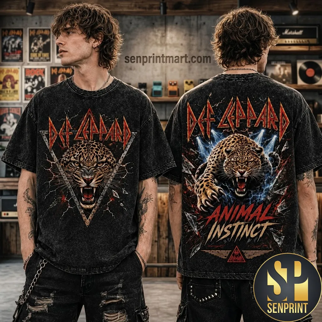Def Leppard Animal Instinct Vintage Wash Graphic T-Shirt