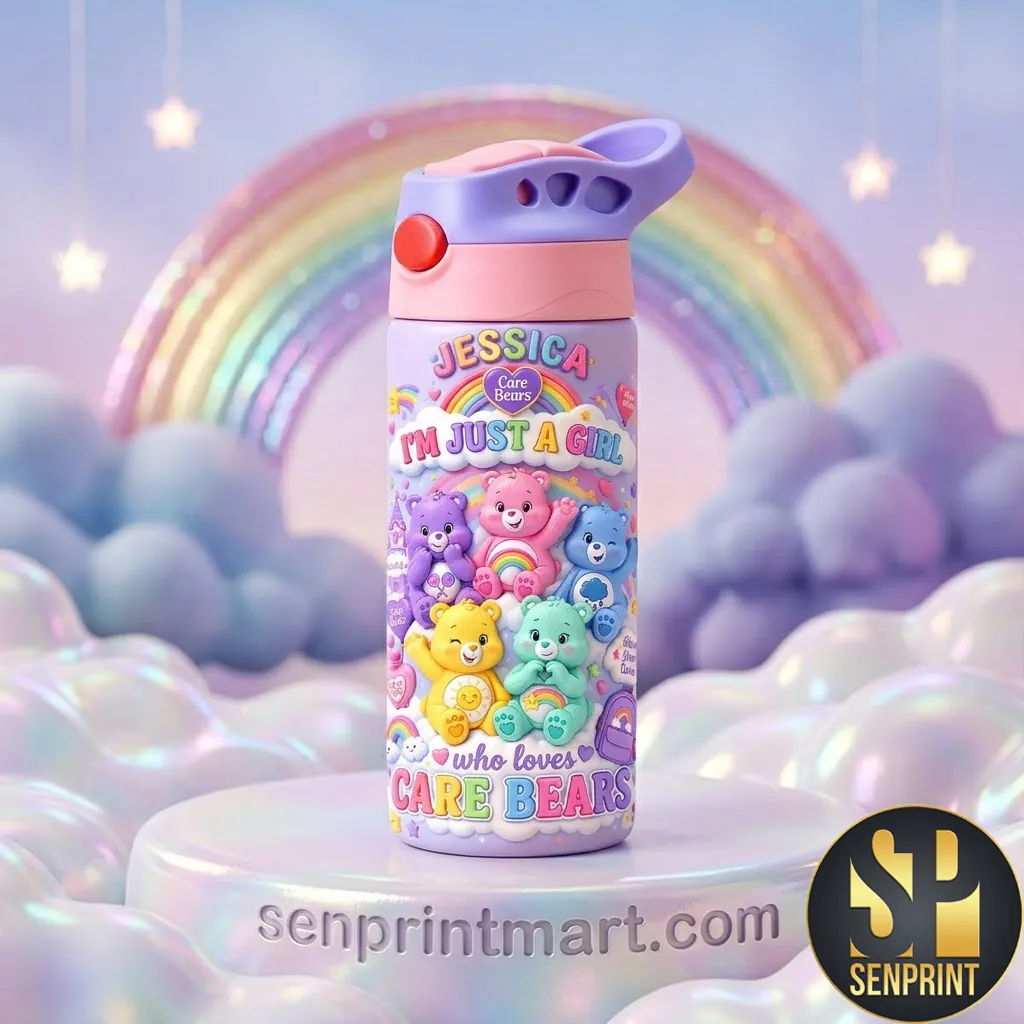 Personalized Care Bears Im Just A Girl Kids Water Tumbler