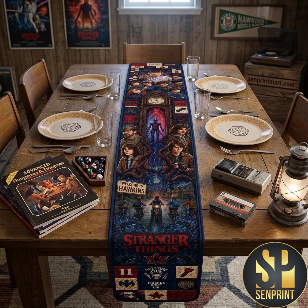 Stranger Things Hawkins Hellfire Club Premium Quilted Table Runner